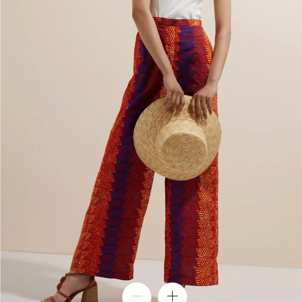 Sika x Anthropologie Abstract Wide Leg Trousers